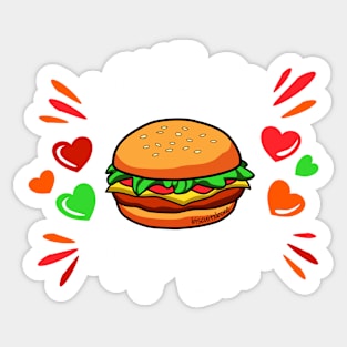 My Valentine Is A Burger Sticker